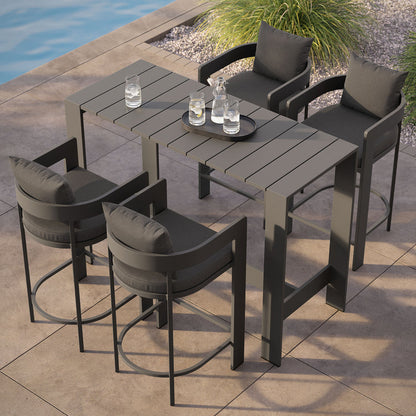 Tahoe 5-Piece Outdoor Bar Table Set - Charcoal