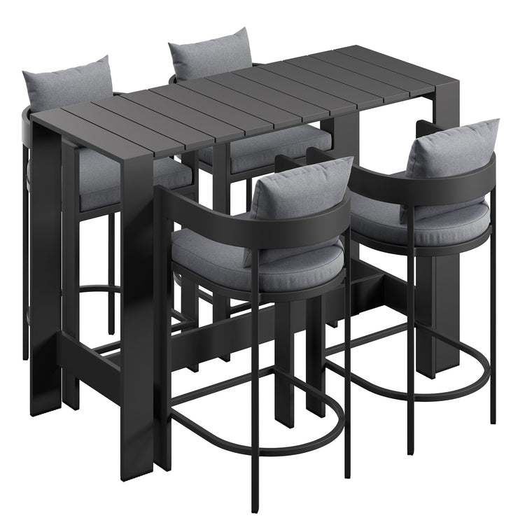 Tahoe 5-Piece Outdoor Bar Table Set - Gray