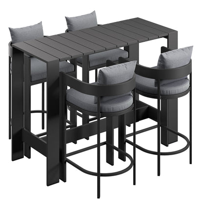 Tahoe 5-Piece Outdoor Bar Table Set - Gray