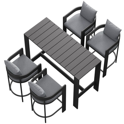 Tahoe 5-Piece Outdoor Bar Table Set - Gray