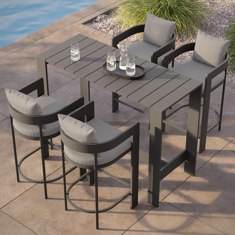 Tahoe 5-Piece Outdoor Bar Table Set - Gray