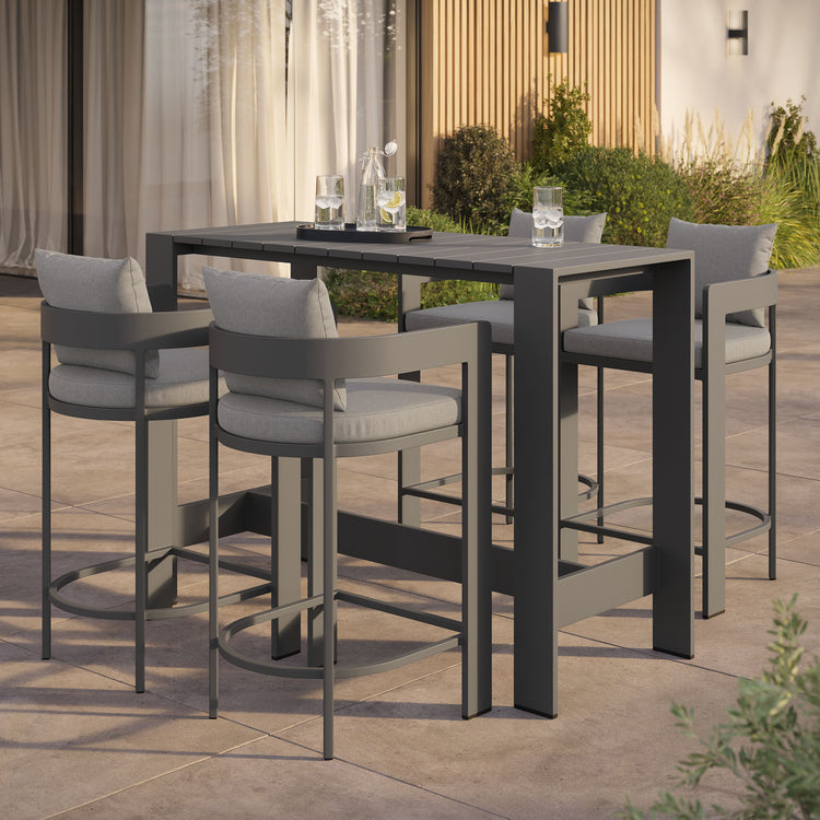 Tahoe 5-Piece Outdoor Bar Table Set - Gray