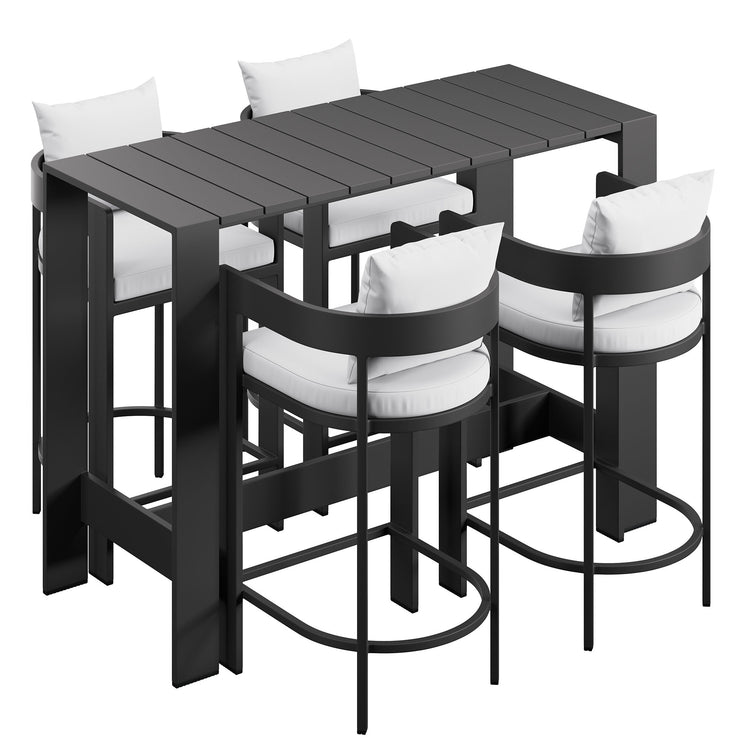 Tahoe 5-Piece Outdoor Bar Table Set - White