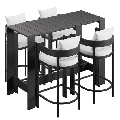 Tahoe 5-Piece Outdoor Bar Table Set - White