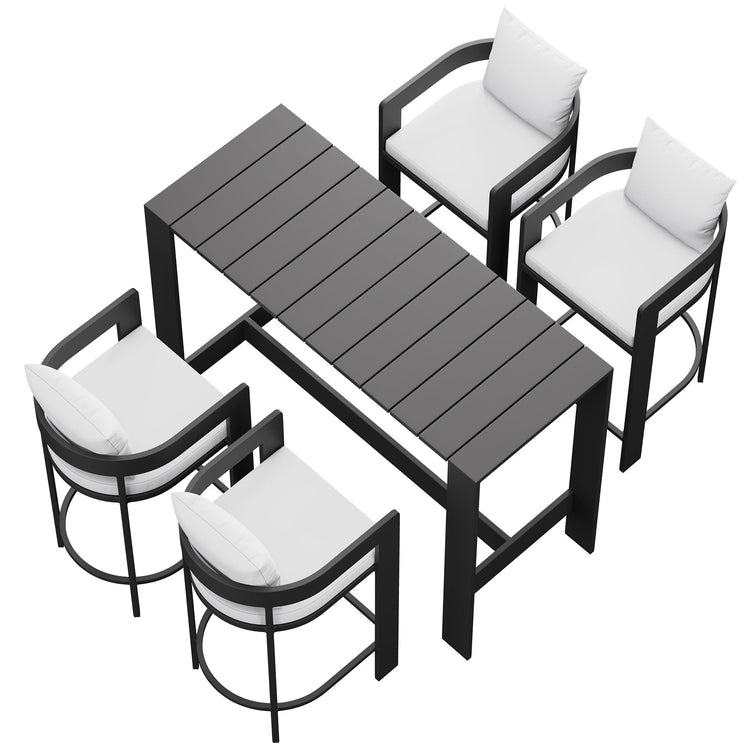Tahoe 5-Piece Outdoor Bar Table Set - White