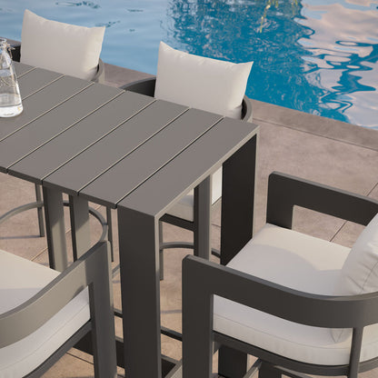 Tahoe 5-Piece Outdoor Bar Table Set - White