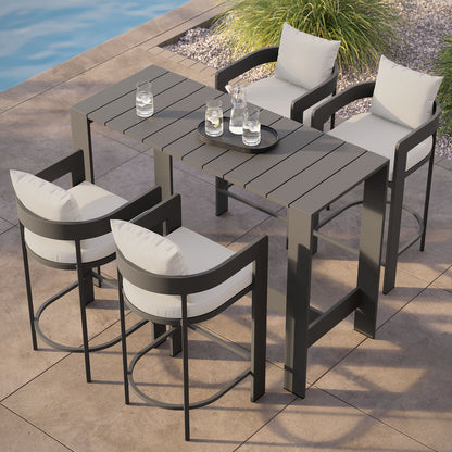 Tahoe 5-Piece Outdoor Bar Table Set - White