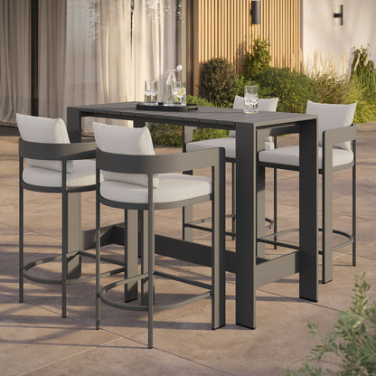 Tahoe 5-Piece Outdoor Bar Table Set - White