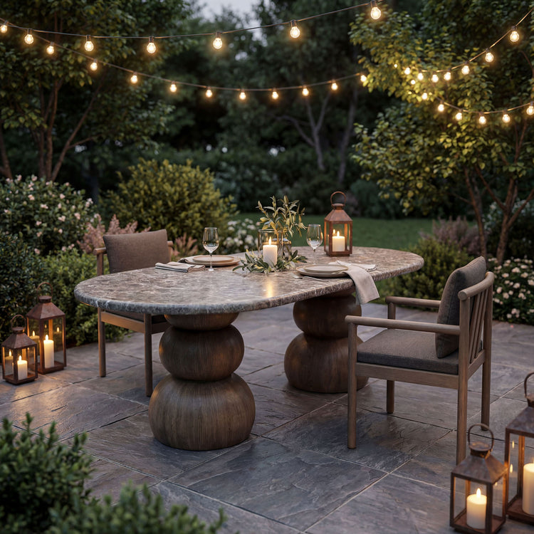 Pietra Indoor Outdoor Oval Dining Table - Default Title