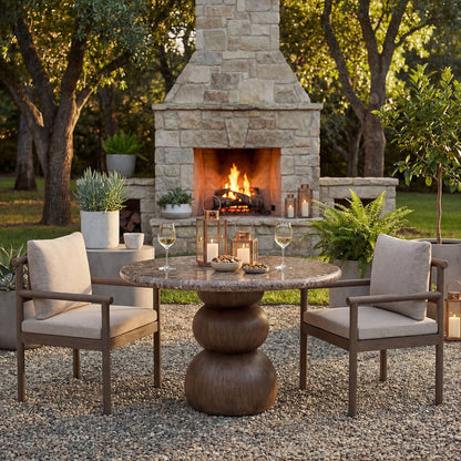 Pietra Indoor Outdoor Round Dining Table - Default Title