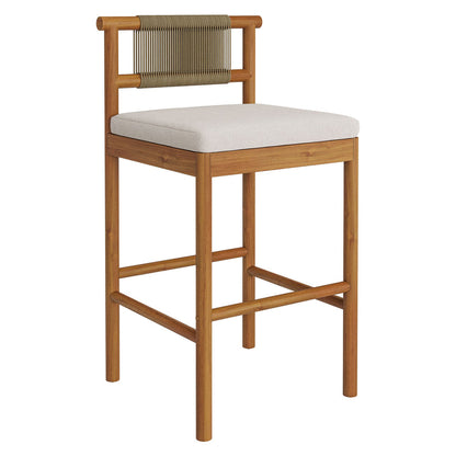 Eleni Outdoor Teak Wood Bar Stools Set of 2 - Natural Sail