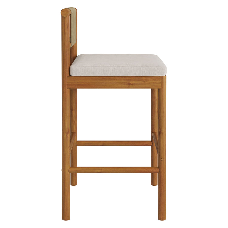 Eleni Outdoor Teak Wood Bar Stools Set of 2 - Natural Sail