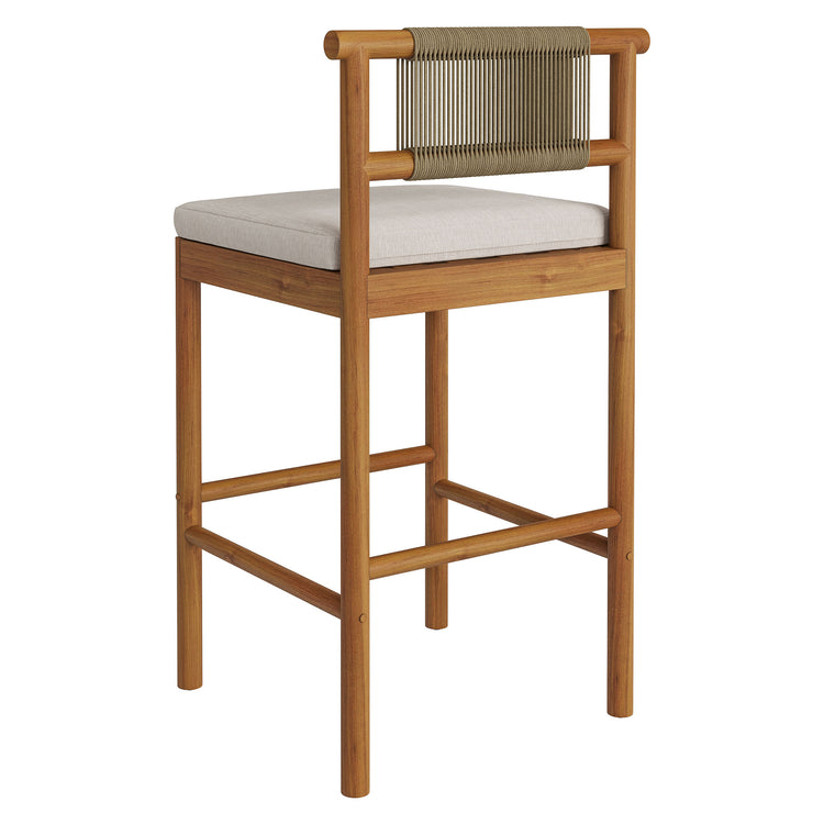 Eleni Outdoor Teak Wood Bar Stools Set of 2 - Natural Sail