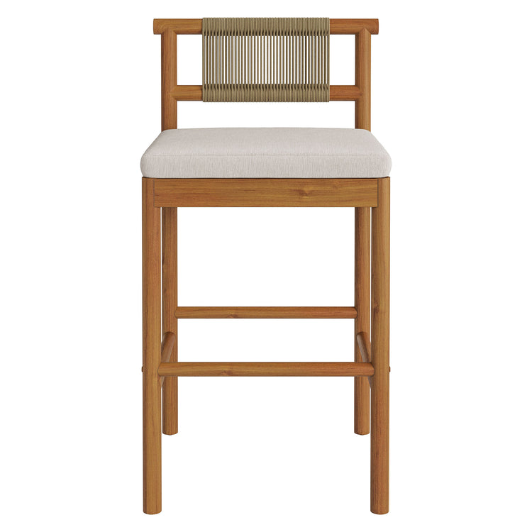 Eleni Outdoor Teak Wood Bar Stools Set of 2 - Natural Sail
