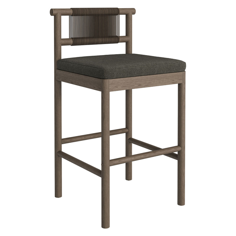 Eleni Outdoor Teak Wood Bar Stools Set of 2 - Weathered Gray Flint