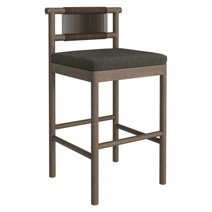 Eleni Outdoor Teak Wood Bar Stools Set of 2 - Weathered Gray Flint