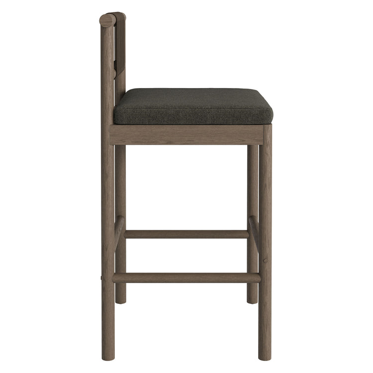 Eleni Outdoor Teak Wood Bar Stools Set of 2 - Weathered Gray Flint
