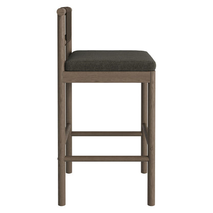 Eleni Outdoor Teak Wood Bar Stools Set of 2 - Weathered Gray Flint