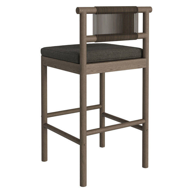 Eleni Outdoor Teak Wood Bar Stools Set of 2 - Weathered Gray Flint