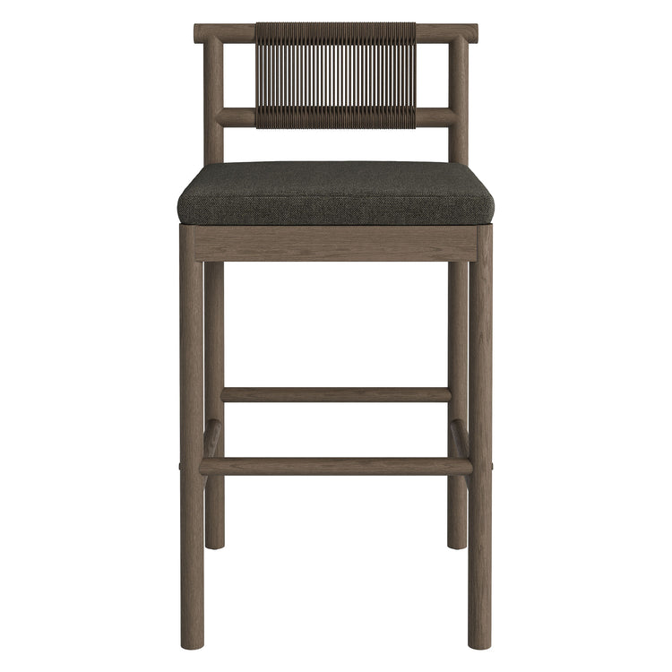 Eleni Outdoor Teak Wood Bar Stools Set of 2 - Weathered Gray Flint