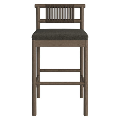Eleni Outdoor Teak Wood Bar Stools Set of 2 - Weathered Gray Flint