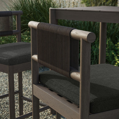 Eleni Outdoor Teak Wood Bar Stools Set of 2 - Weathered Gray Flint