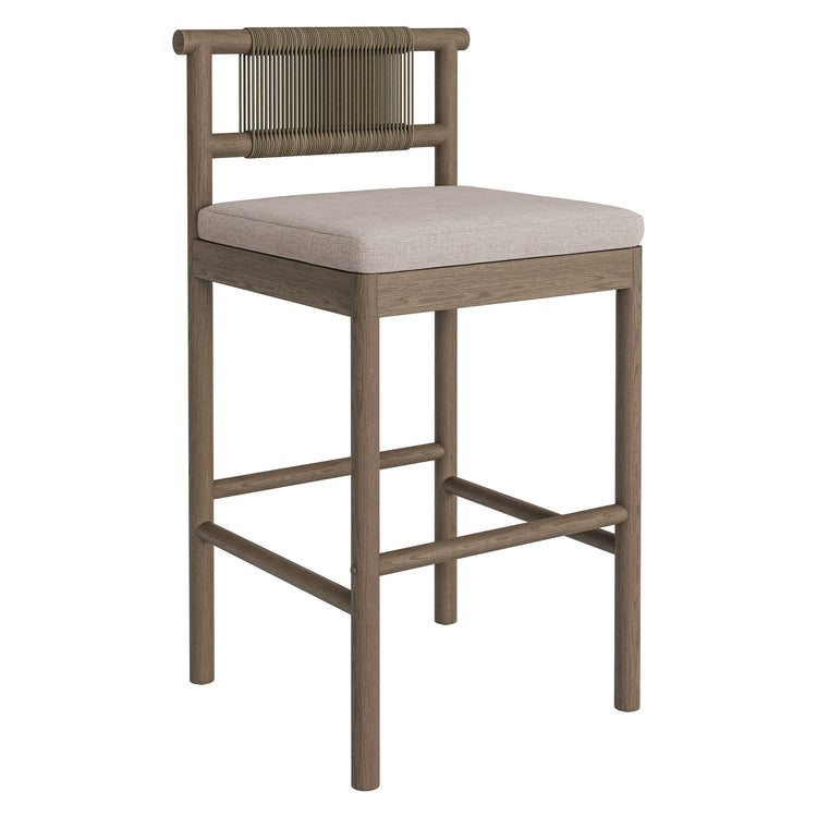 Eleni Outdoor Teak Wood Bar Stools Set of 2 - Weathered Gray Pebble