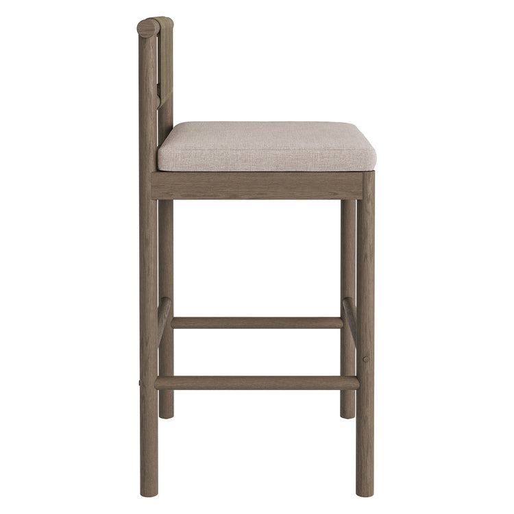 Eleni Outdoor Teak Wood Bar Stools Set of 2 - Weathered Gray Pebble