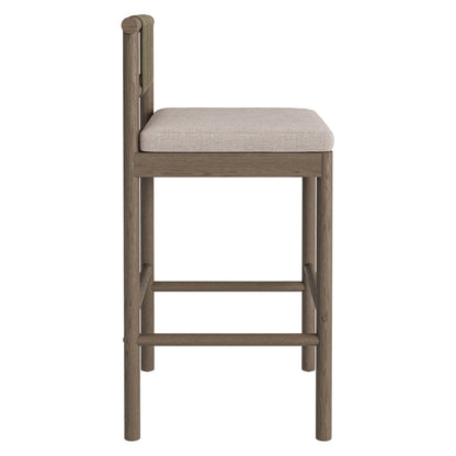Eleni Outdoor Teak Wood Bar Stools Set of 2 - Weathered Gray Pebble