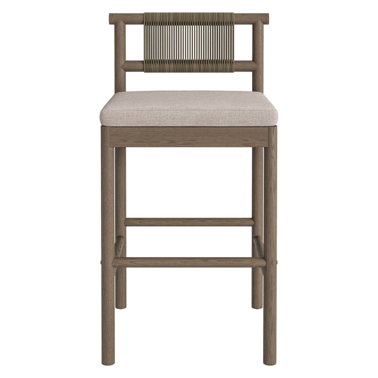 Eleni Outdoor Teak Wood Bar Stools Set of 2 - Weathered Gray Pebble