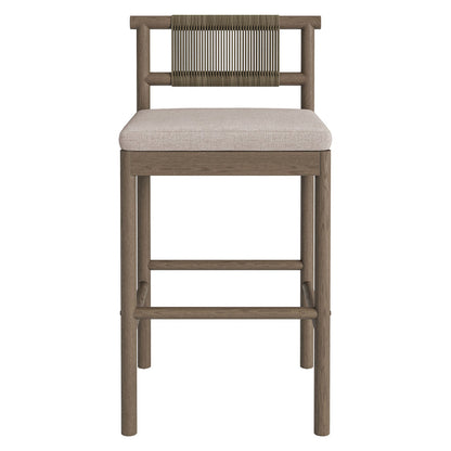 Eleni Outdoor Teak Wood Bar Stools Set of 2 - Weathered Gray Pebble