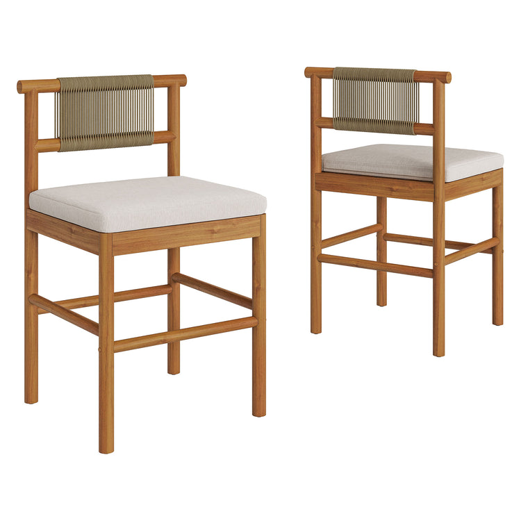 Eleni Outdoor Teak Wood Counter Stools Set of 2 - Natural Sail