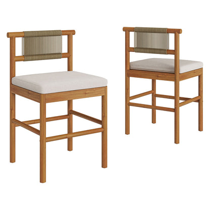 Eleni Outdoor Teak Wood Counter Stools Set of 2 - Natural Sail