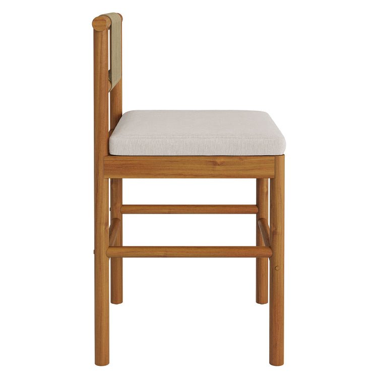 Eleni Outdoor Teak Wood Counter Stools Set of 2 - Natural Sail