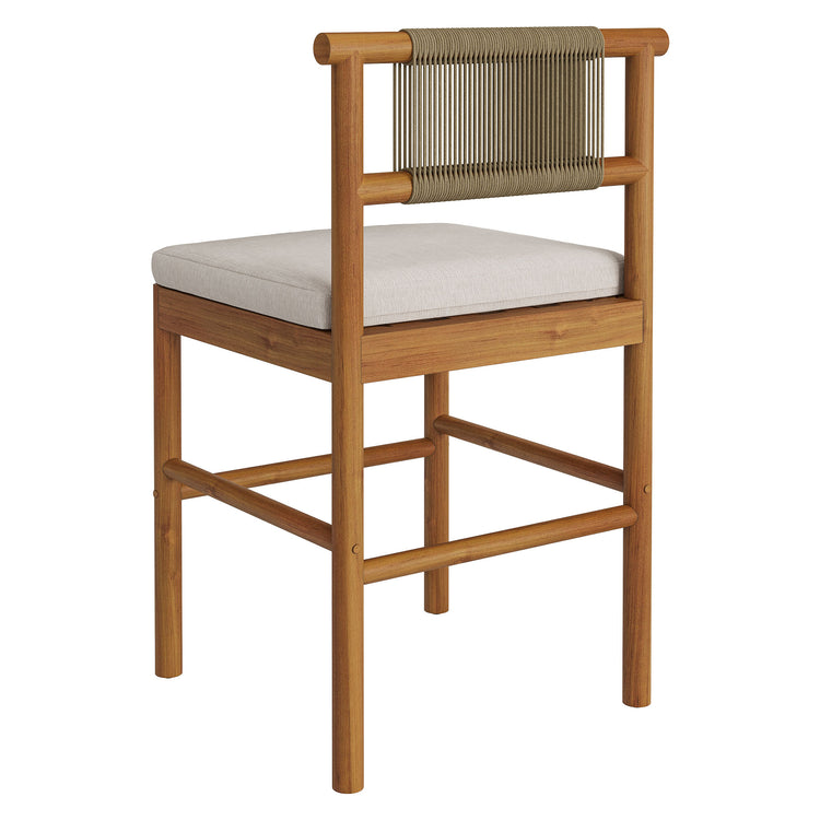 Eleni Outdoor Teak Wood Counter Stools Set of 2 - Natural Sail