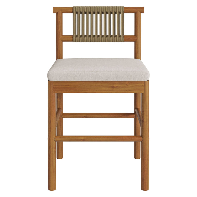 Eleni Outdoor Teak Wood Counter Stools Set of 2 - Natural Sail