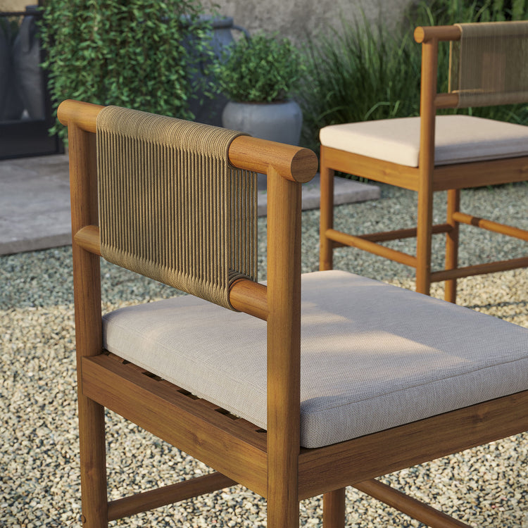 Eleni Outdoor Teak Wood Counter Stools Set of 2 - Natural Sail