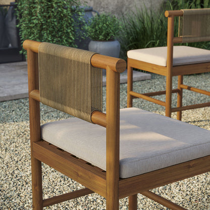 Eleni Outdoor Teak Wood Counter Stools Set of 2 - Natural Sail