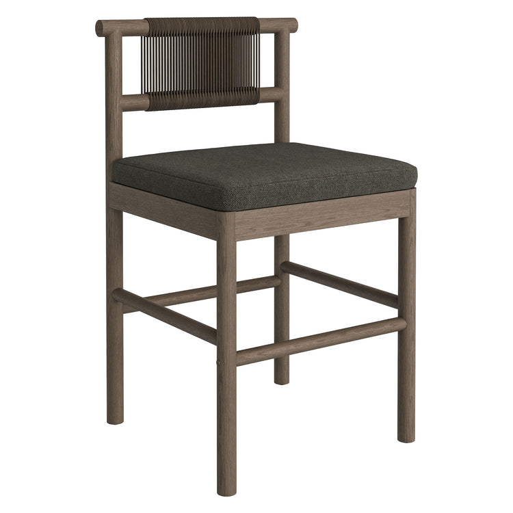 Eleni Outdoor Teak Wood Counter Stools Set of 2 - Weathered Gray Flint