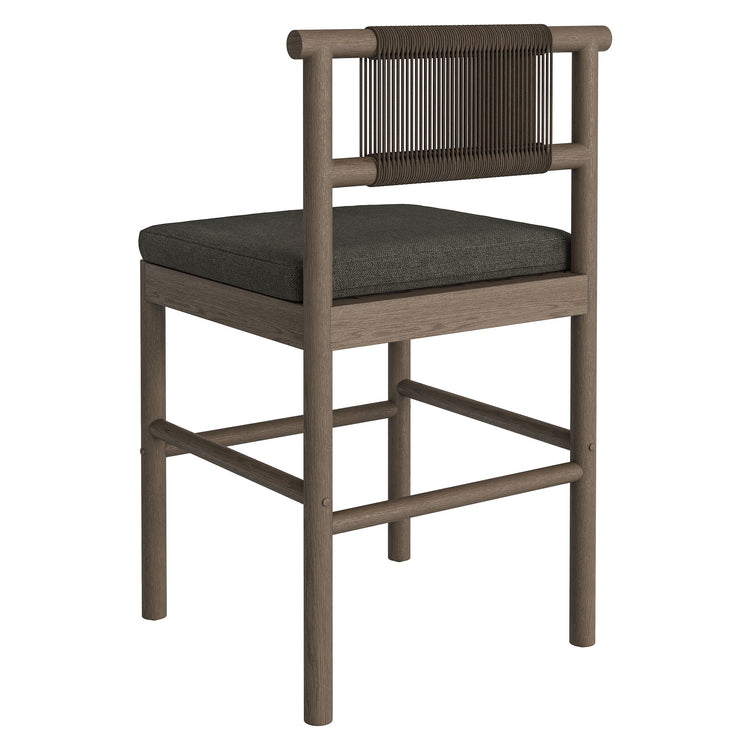 Eleni Outdoor Teak Wood Counter Stools Set of 2 - Weathered Gray Flint