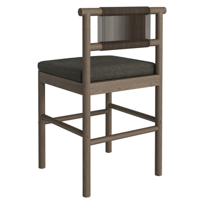 Eleni Outdoor Teak Wood Counter Stools Set of 2 - Weathered Gray Flint
