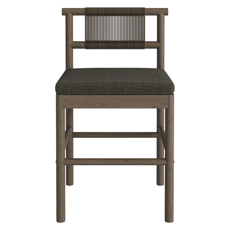 Eleni Outdoor Teak Wood Counter Stools Set of 2 - Weathered Gray Flint