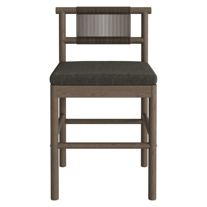 Eleni Outdoor Teak Wood Counter Stools Set of 2 - Weathered Gray Flint