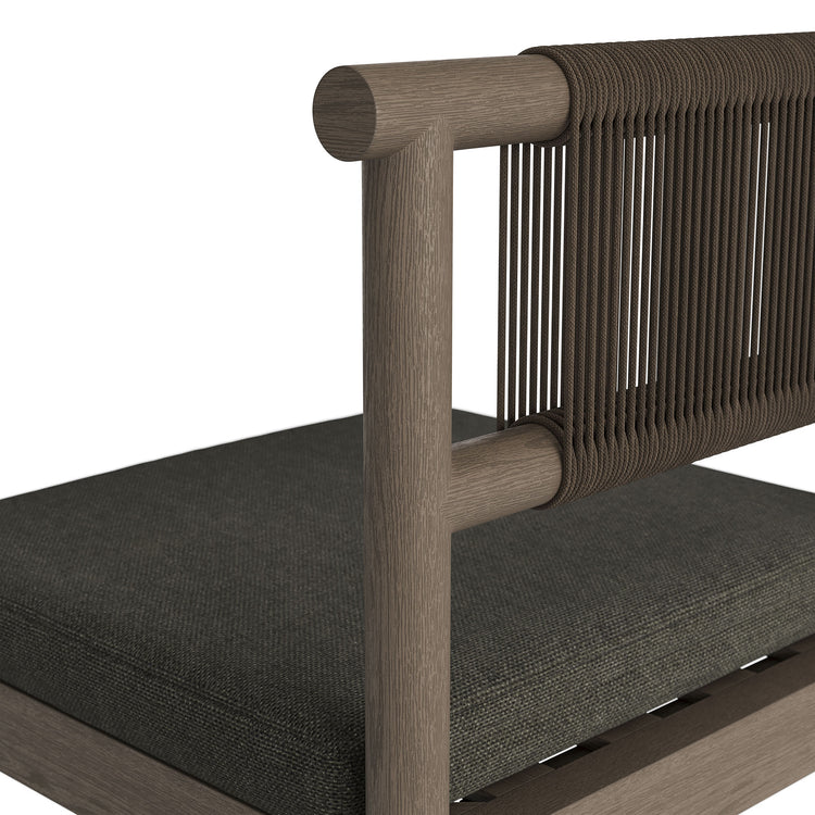 Eleni Outdoor Teak Wood Counter Stools Set of 2 - Weathered Gray Flint