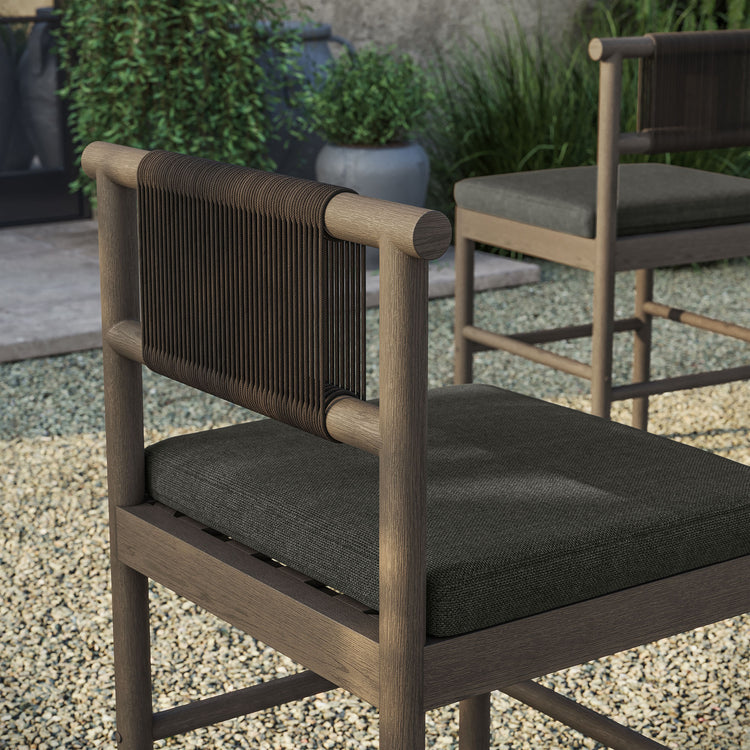 Eleni Outdoor Teak Wood Counter Stools Set of 2 - Weathered Gray Flint