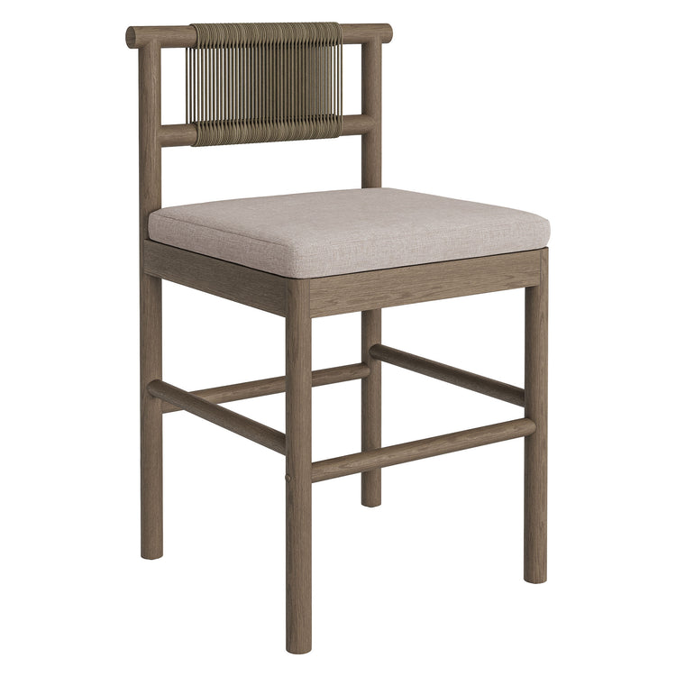 Eleni Outdoor Teak Wood Counter Stools Set of 2 - Weathered Gray Pebble