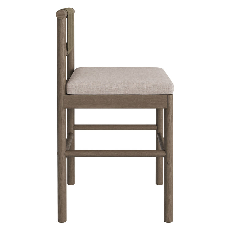 Eleni Outdoor Teak Wood Counter Stools Set of 2 - Weathered Gray Pebble