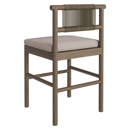 Eleni Outdoor Teak Wood Counter Stools Set of 2 - Weathered Gray Pebble