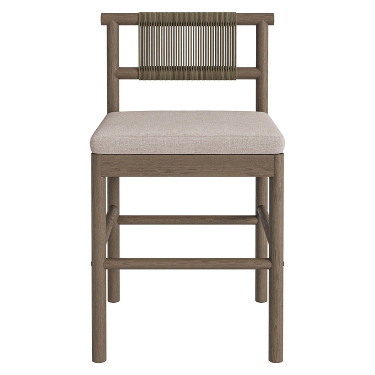 Eleni Outdoor Teak Wood Counter Stools Set of 2 - Weathered Gray Pebble