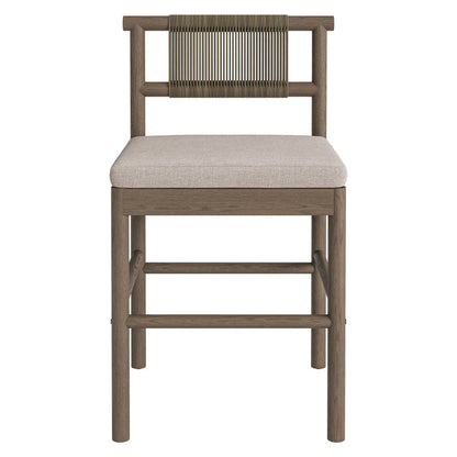 Eleni Outdoor Teak Wood Counter Stools Set of 2 - Weathered Gray Pebble